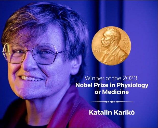 Winner of the 2023 Nobel in Physiology or Medicine Katalin Kariko