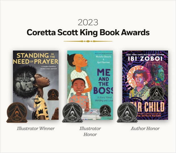 2023 Coretta Scott King Award Winners Frank Morrison, April Harrison and Ibi Zoboi
